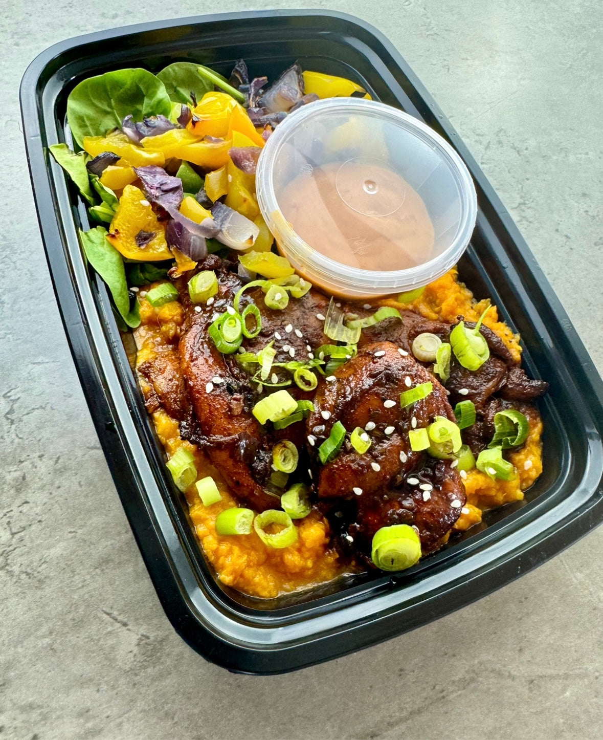 Honey Garlic Chicken Thighs W/ Sweet Potato Mash