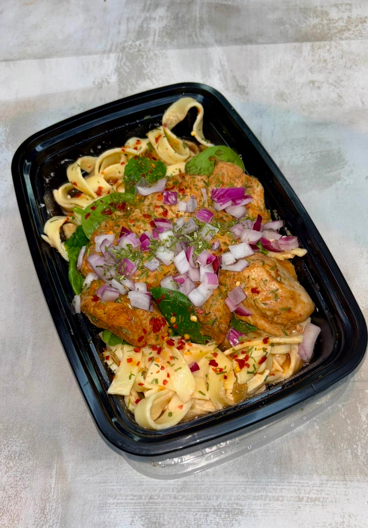 Glazed Chicken Chunks W/ Creamy Tagliatelle