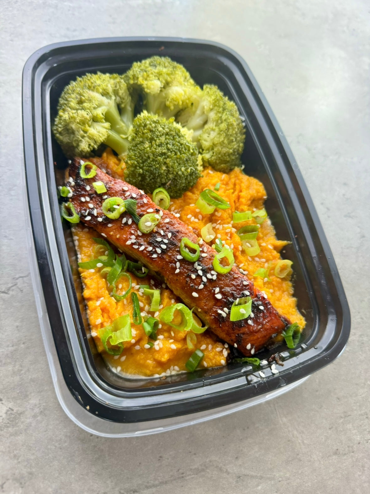 Honey Garlic Salmon W/ Sweet Potato Mash